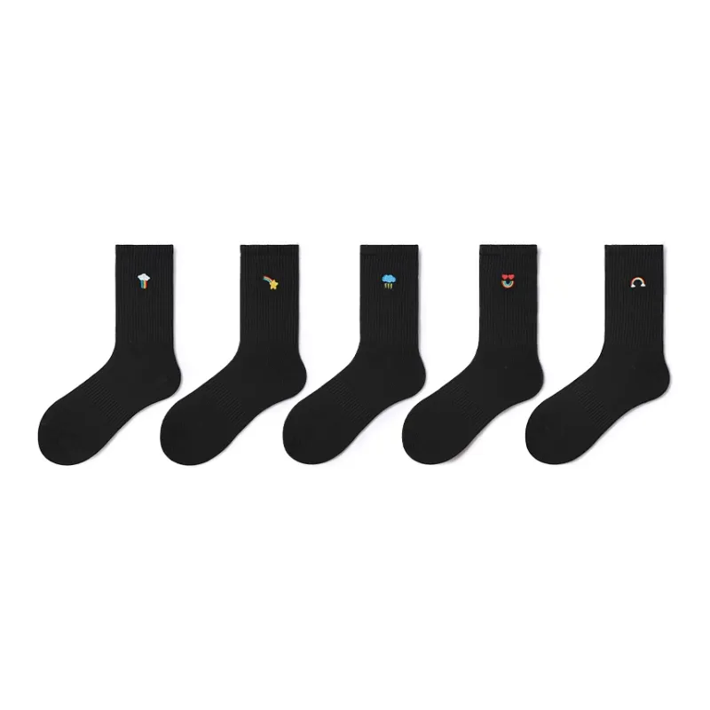 Primeet Mid Calf Socks Spring Summer Women's 5 Pack White-17