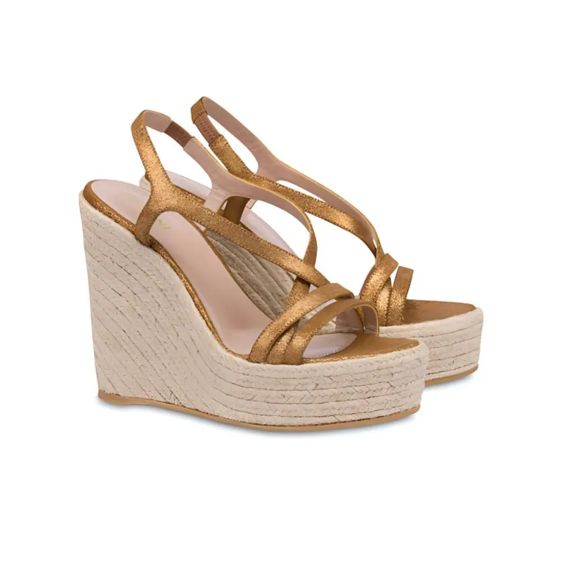 Pollini Playa Strap Sandals 13cm Women's Gold-2