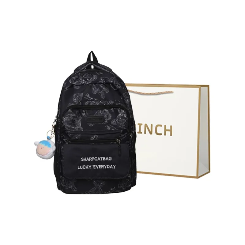 BRINCH Nylon Backpack Unisex White/Gray/Black/Green/Purple-4