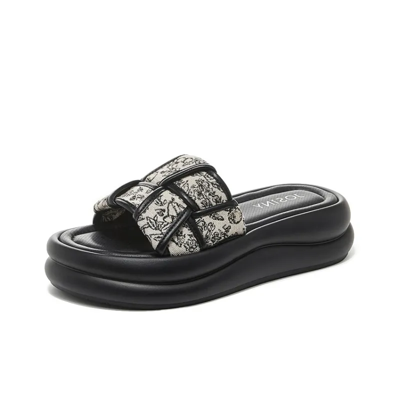 JOSINY PU Polyurethane Leather Patchwork Cut-Out Slip-Resistant Slide Slippers Women's-1