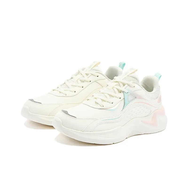 QIAODAN Cushioning Wear Resistant Low Top Casual Running Shoes Women's White Pink-2
