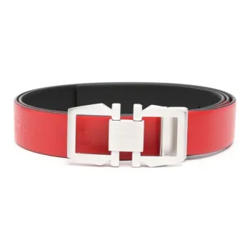 FERRAGAMO Double-Sided Design Smooth Buckle Calfskin Leather Belts Men's Red/Black Width: 3.2CM