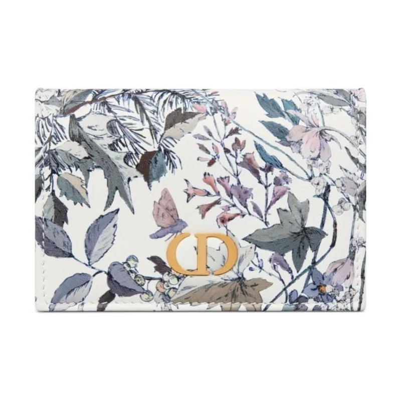 DIOR Caro Cow Leather Wallet Women's White/Multicolor-0