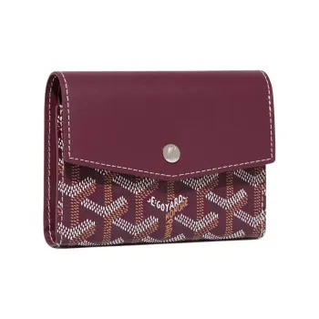 GOYARD Canvas With Calfskin Wallet Unisex Burgundy Color