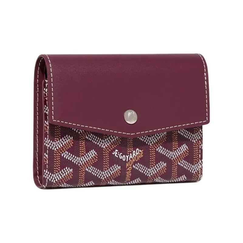GOYARD Canvas With Calfskin Wallet Unisex Burgundy Color-0