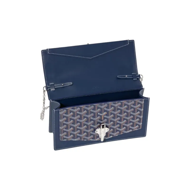 GOYARD Canvas With Calfskin Shoulder Bag Crossbody Bag Women's Marine Blue-3