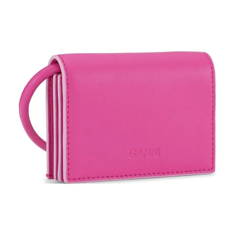 GANNI Patchwork Recycled Leather Shoulder Bag Crossbody Bag Wallet Women's Pink-1
