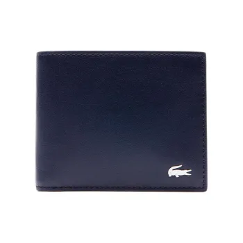LACOSTE Leather Wallet Regular Men's Blue