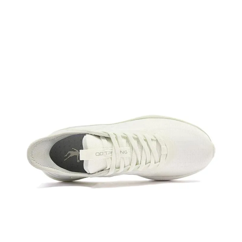 QIAODAN Lightweight Anti-Slip Low-Top Instant Slip Technology Casual Running Shoes Women's White Green-3