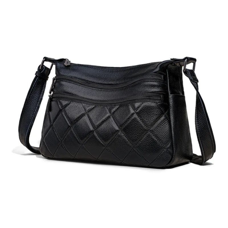 COMELY Cow Leather With Synthetic Leather Shoulder Bag, Crossbody Bag Regular Women's Black-2