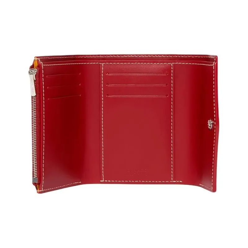 GOYARD Canvas With Calfskin Wallet Unisex Red-2