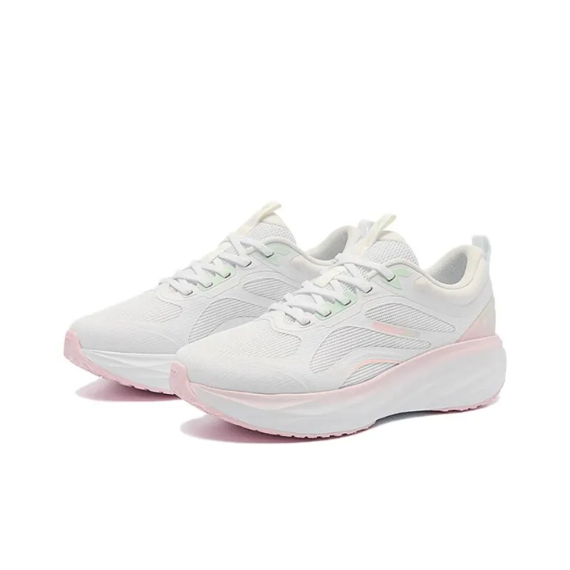 QIAODAN Wear resistant And Lightweight Low Top Running Shoes Women's White Pink-2