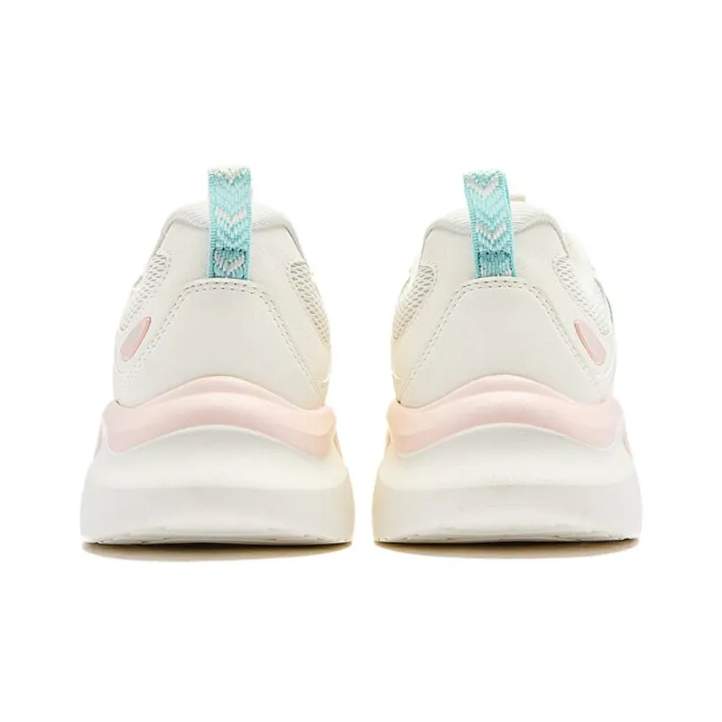 QIAODAN Cushioning Wear Resistant Low Top Casual Running Shoes Women's White Pink-4