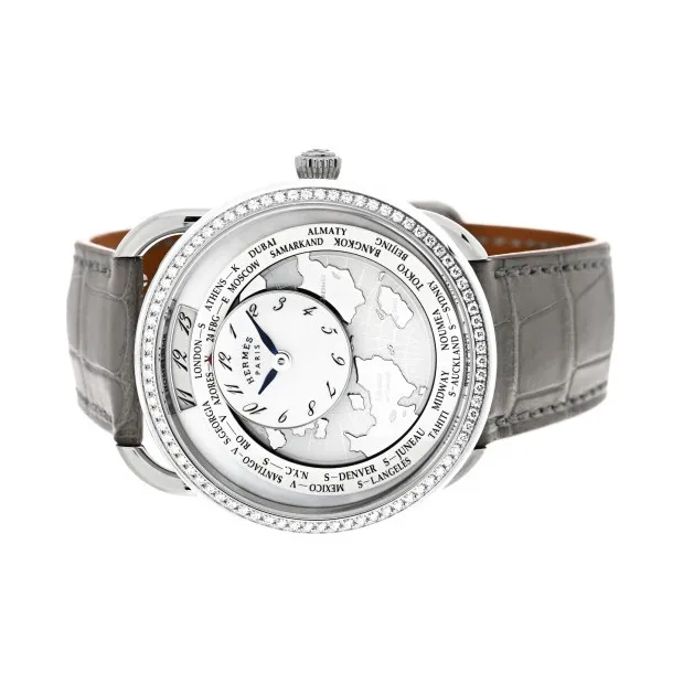 HERMES Arceau Wrist Watch Automatic Mechanical Movement Crocodile Leather Strap 38mm White Dial Men's Watches-1