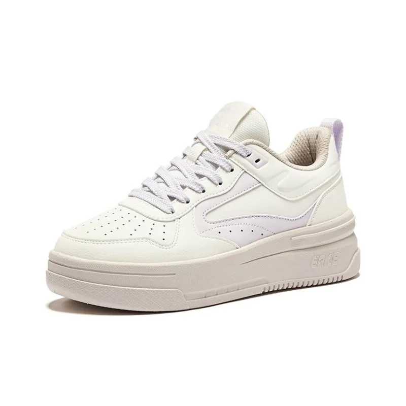 Erke Cool Play 2.0 Anti Slip Wear Resistant Low Top Skateboard Shoes Women's Microcrystalline White Light Purple Pink-2