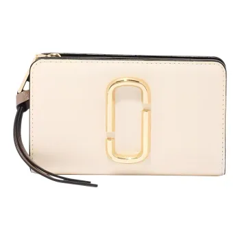 MARC JACOBS Snapshot Leather Wallet Women's Ecru/Black