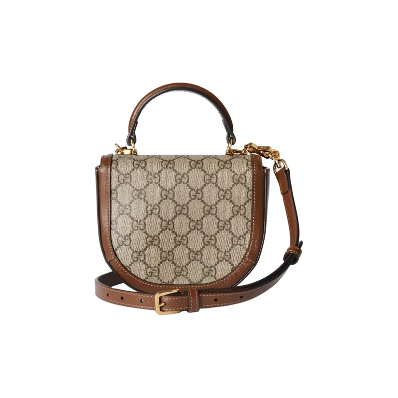GUCCI Horsebit 1955 Canvas One Shoulder Handbags Mini Women's Beige & Ebony-2