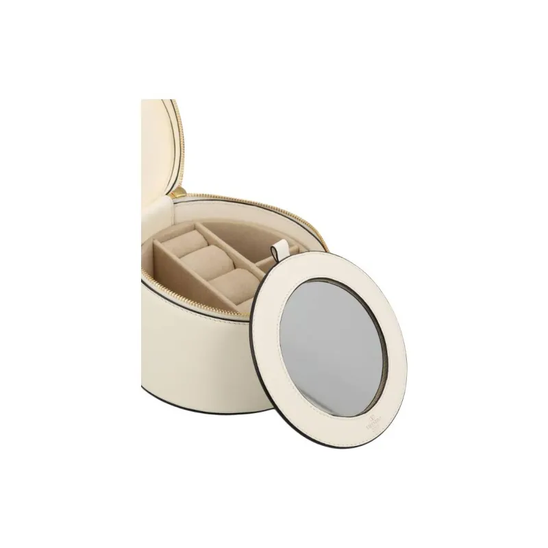 Valentino Calfskin Jewelry Box Makeup Bag Mini Women's White-3