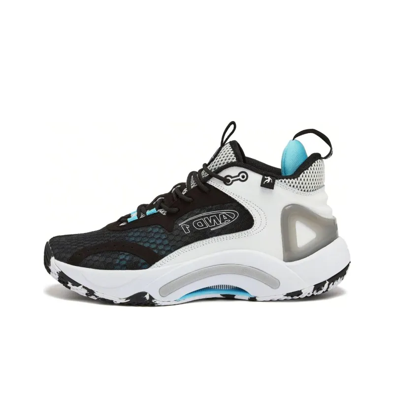 AND1 Scope Cushioning Anti-Slip And Wear-Resistant Support Mid-Top Basketball Shoes Unisex Black White-0