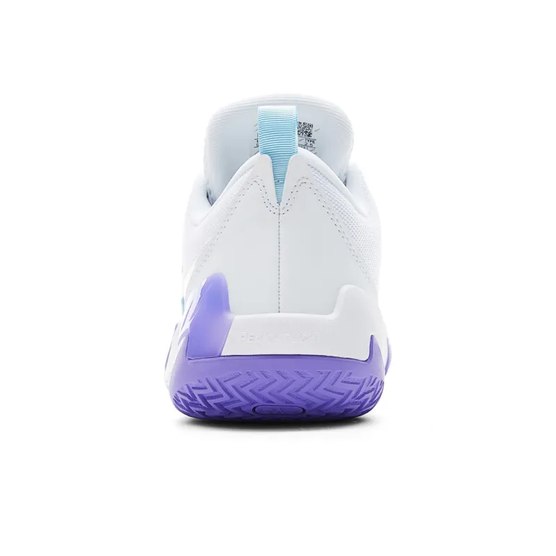 PEAK Cushioning Rebound Breathable Slip-Resistant Low-Top Basketball Shoes Men's Large White Purple-4