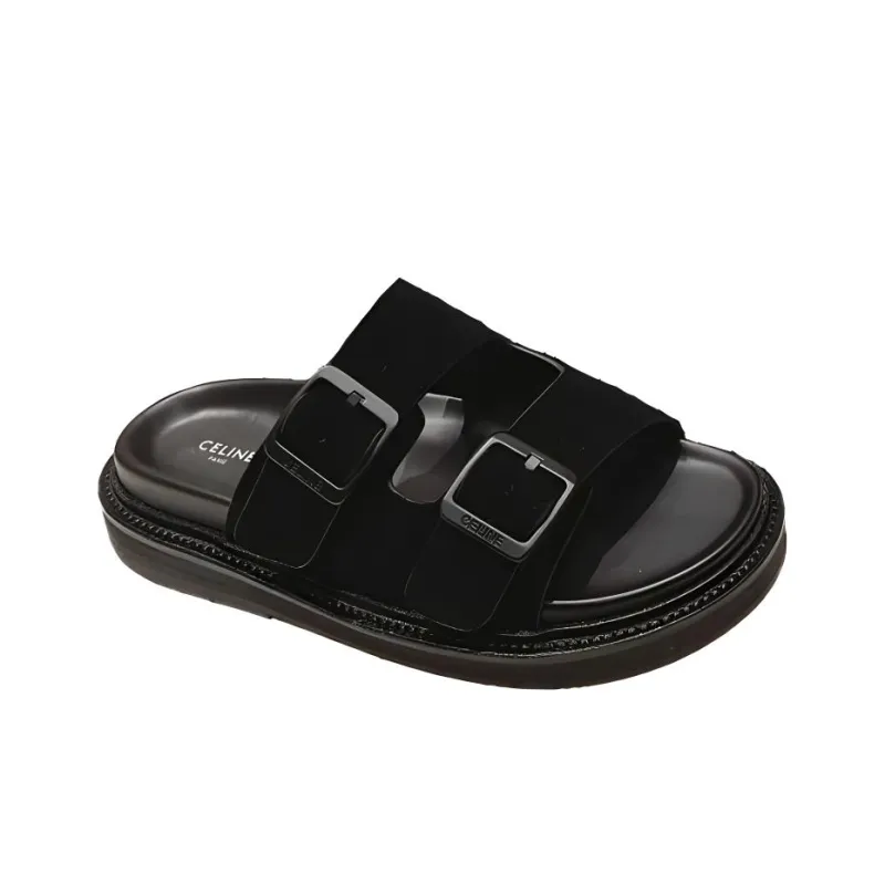 CELINE Rubber Sole Slide Slippers Men's Black-1