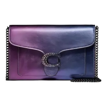 COACH Tabby Metallic Smooth Leather Shoulder Bag, Crossbody Bag Trumpets Women's Blue & Purple