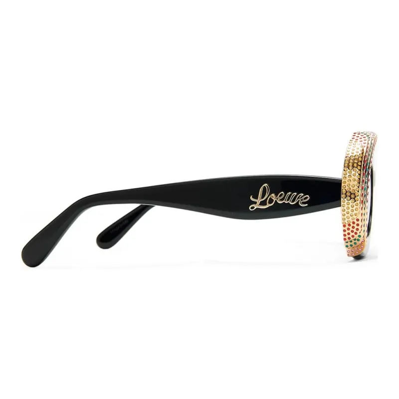 LOEWE Acetate Crystal Oval Sunglasses Women's Black-2