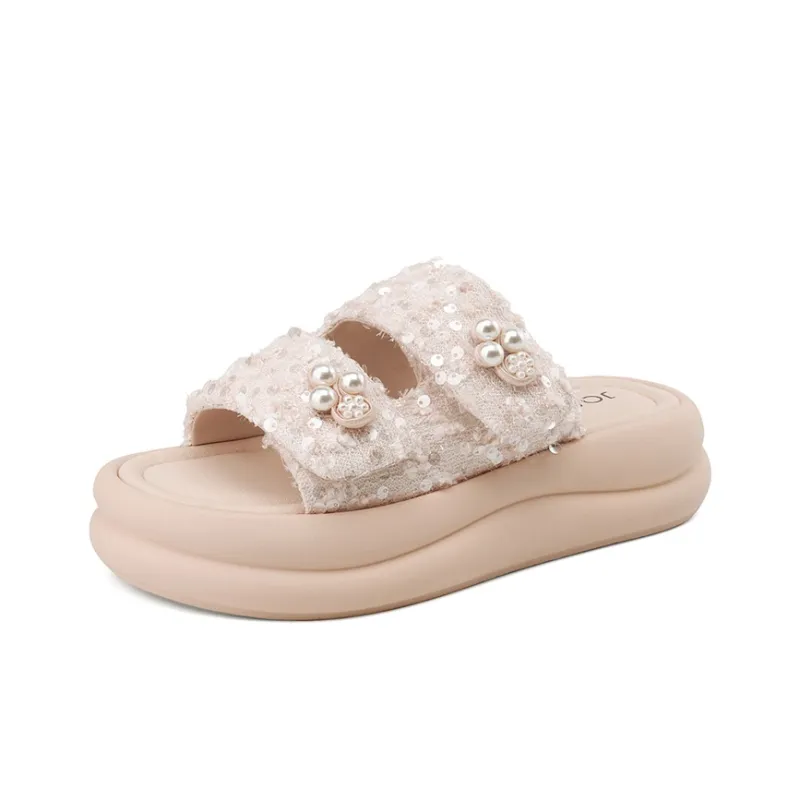 JOSINY PU Polyurethane Cut-Out Woven Slip-Resistant Slide Slippers Women's-7
