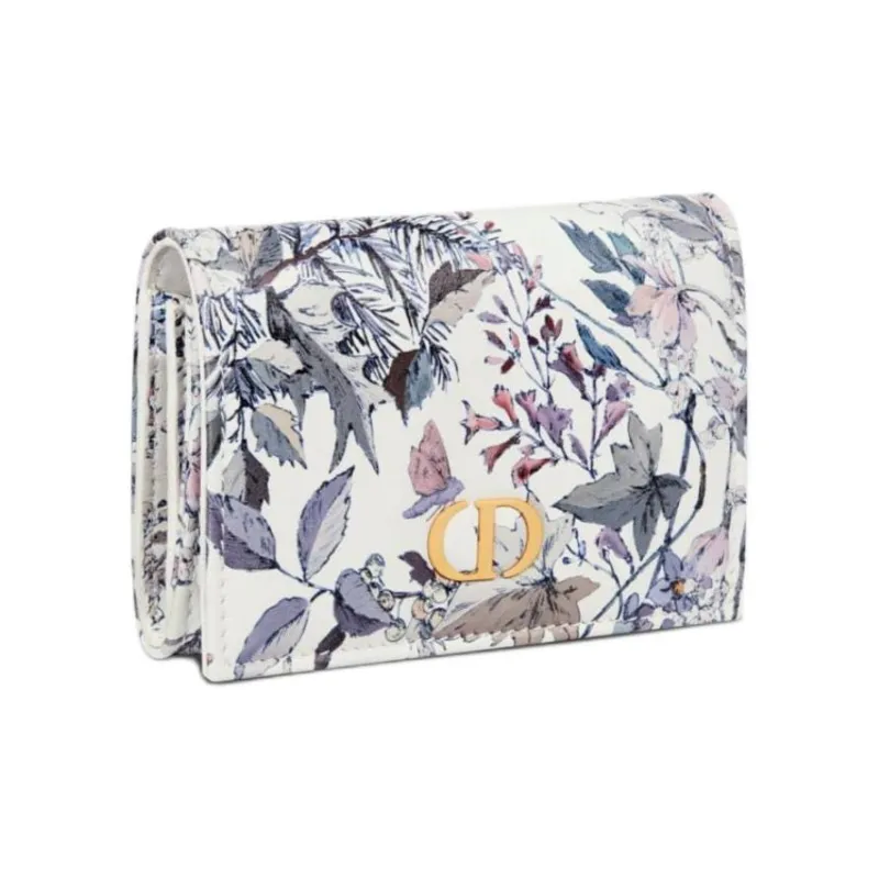 DIOR Caro Cow Leather Wallet Women's White/Multicolor-1