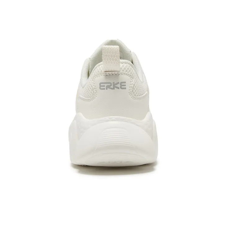 Erke Puffy Shoes Cushioning Height Increasing Lightweight Breathable Low Top Chunky Sneakers Women's White Purple-3