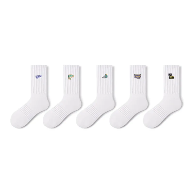 Primeet Mid Calf Socks Spring Summer Women's 5 Pack White-6