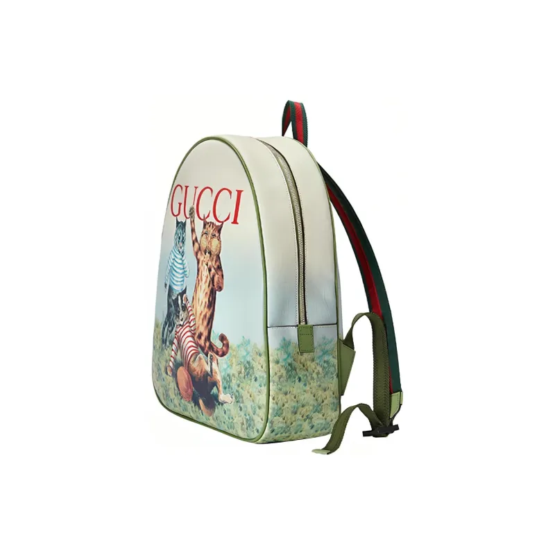 GUCCI Canvas Kids' Backpack Kids' White & Green-1