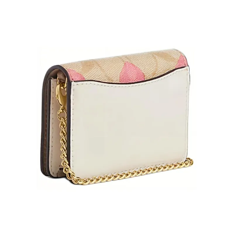 COACH PVC With Skin Clutch, Shoulder Bag, Crossbody Bag, Wallet Mini Women's Light Khaki & Chalk White-1
