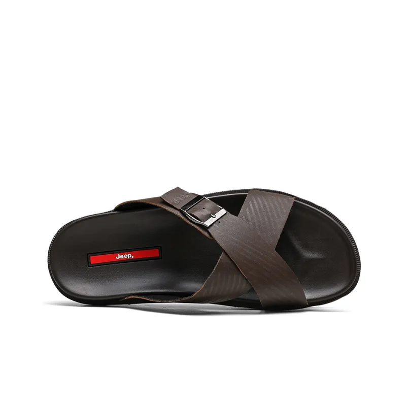 Jeep Slide Slippers Men Black/Dark Brown-7