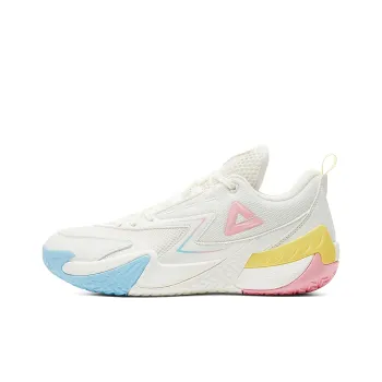 PEAK Cushioning Breathable Rebound Slip Resistant Low Top Basketball Shoes Men's Super Light White Pink