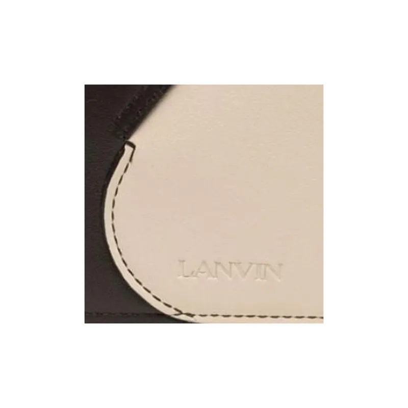Lanvin Calfskin Card Holder, Wallet Men's Ivory With Chocolate-3