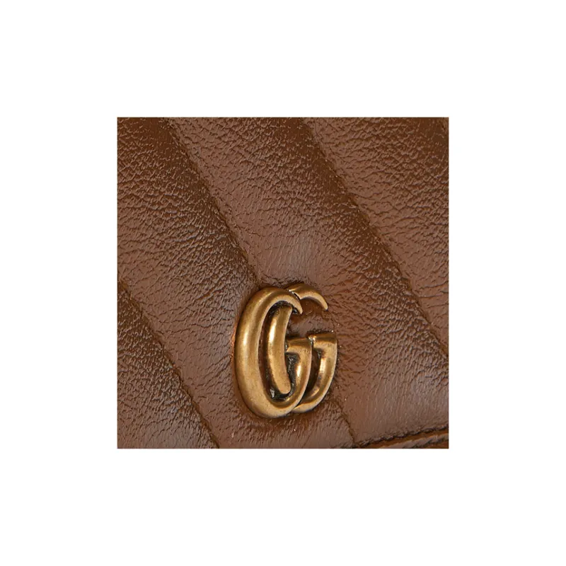 GUCCI Marmont Quilting Leather Card Holder Women's Brown-4