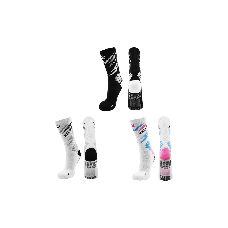 KELME Basketball Socks Unisex 3 Pack Black, White Blue, White Gray, White Green-22