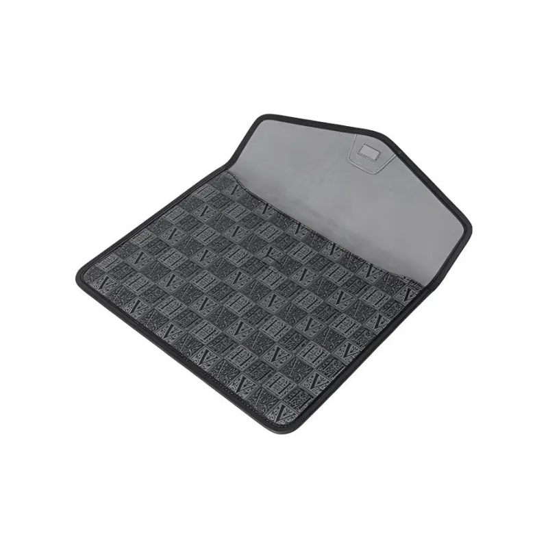 VANESSA HOGAN Monogram Leather Flat Storage Bag Protective Case Clutch Medium Size Unisex Black-2