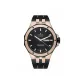 Rose Gold Case Black Bezel Black Dial, Black Rubber Strap