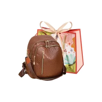 Cwatcun PU Backpack Regular Unisex Brown/Khaki/Black/White