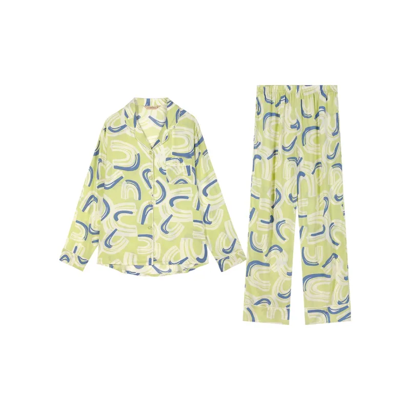 AUTUMNDEER Pajama Set Women's West Indian Spinach Juice-0