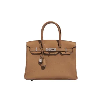 HERMES Birkin Togo Calfskin With Canvas And Swift Leather Tote Bag, Shopping Bag, Handbag Unisex Brown