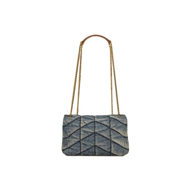 SAINT LAURENT Denim Portable Crossbody Bag Shoulder Bag Women's Denim Blue-3