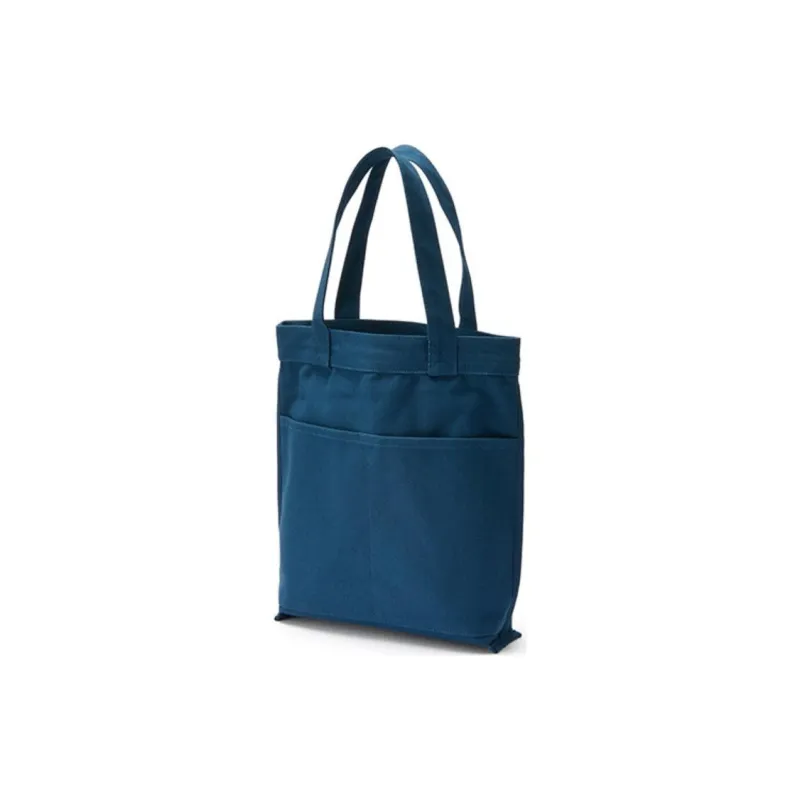 MUJI Cotton One Shoulder Handbags Medium Size Unisex Blue/Original/Black-0