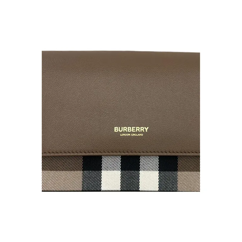 Burberry Leather Paneled Canvas Shoulder Bag, Crossbody Bag Women's Brown-5