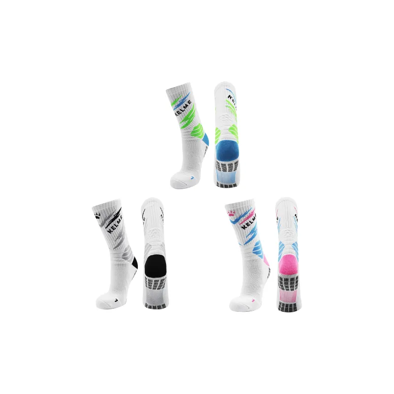 KELME Basketball Socks Unisex 3 Pack Black, White Blue, White Gray, White Green-40