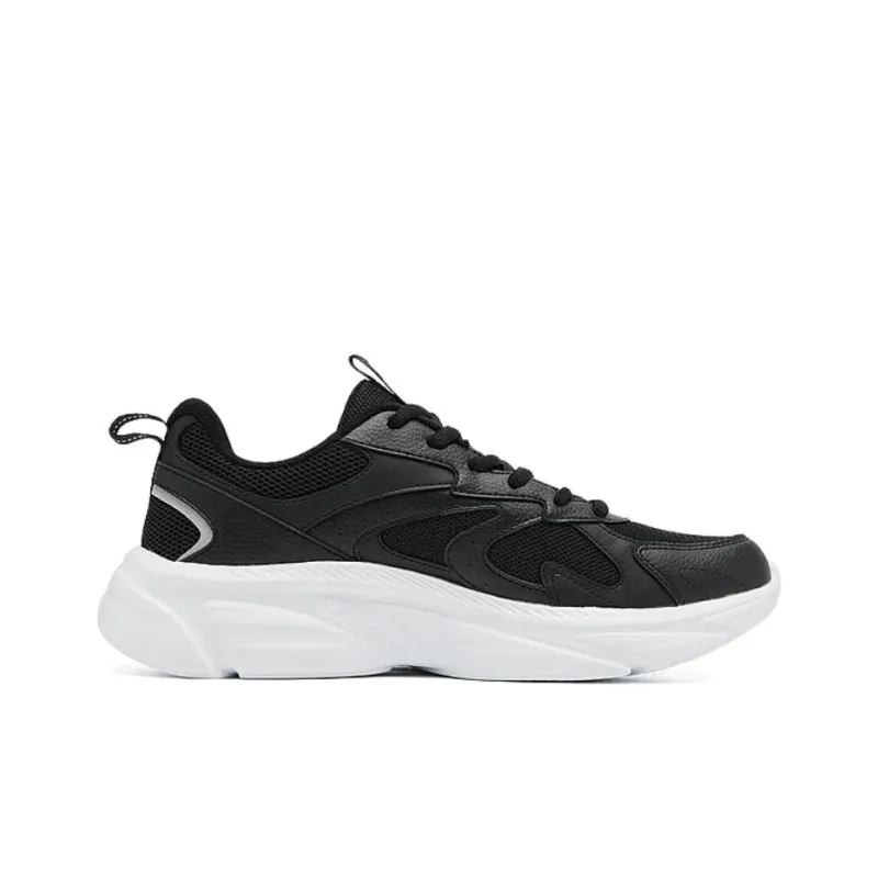 QIAODAN Cushioning, Wear Resistant Low Top Running Shoes Men's Black White-1