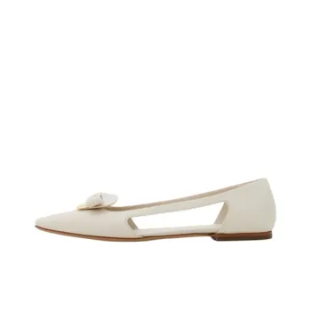 FERRAGAMO Drop Bow Leather Ballerina Shoes