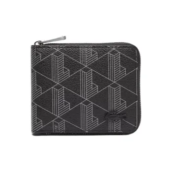 LACOSTE PVC Polyvinyl Chloride Wallet Small Size Men's Black Gray